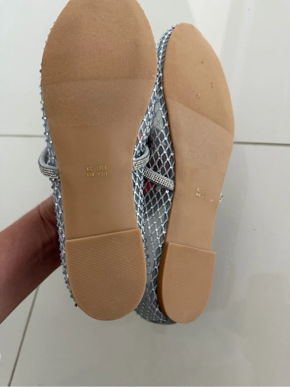 Nina Silver Mesh Mary Jane Flats
